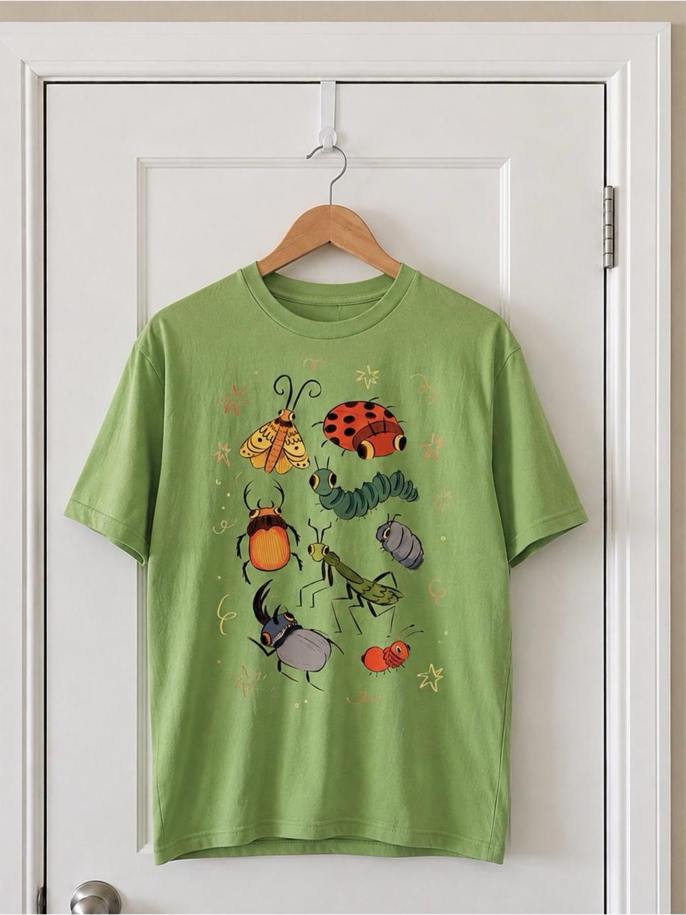 Cute Bug Graphic T-Shirt Kiwi Green Cottagecore Insects Nature Tee